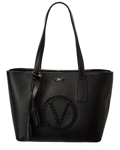 Valentino By Mario Valentino Prince Rock Leather Tote In Black