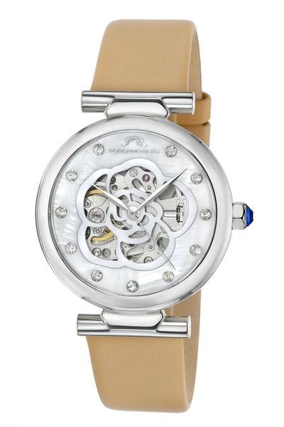 Porsamo Bleu Laura Women's Automatic Watch With Mother Of Pearl Dial, 1212alal In Beige / Black / Mother Of Pearl / Silver / Skeleton / White