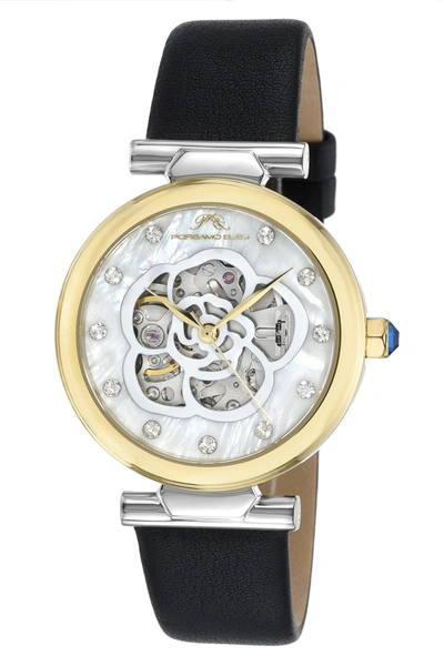 Porsamo Bleu Laura Women's Automatic Watch With Mother Of Pearl Dial, 1211clal In Two Tone  / Black / Gold Tone / Mother Of Pearl / Skeleton / White / Yellow