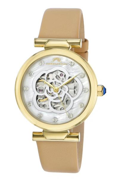 Porsamo Bleu Laura Women's Automatic Watch With Mother Of Pearl Dial, 1212clal In Two Tone  / Beige / Black / Gold Tone / Mother Of Pearl / Skeleton / White / Yellow