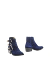 Toga Blue Suede Western Buckle Boots In Dark Blue