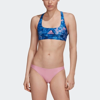 Adidas Originals Adidas Swim Salt Wash Print Bikini In Blue And Pink