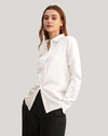 Lilysilk Basic Concealed Placket Silk Shirts In Natural White