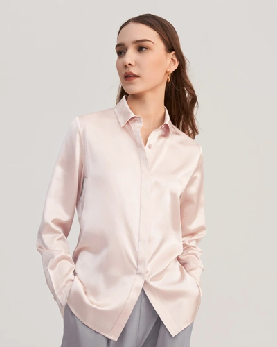 Lilysilk Women's Basic Concealed Placket Silk Shirt In Pink