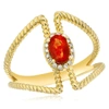 Diana M. 14kt Yg Ring With 0.06ct Diamonds And 0.41ct Em / 2.80gm / 17 Stone In White