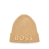 HUGO BOSS Ribbed beanie hat in virgin wool with embroidered logo
