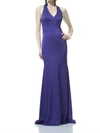 THEIA CREPE-BACK SATIN HALTER GOWN IN PURPLE