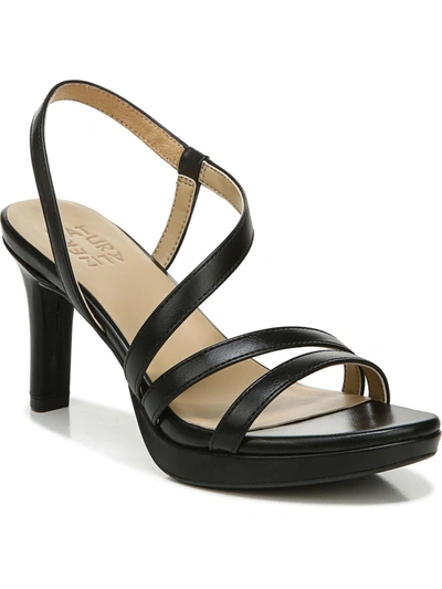 Naturalizer Brenta  Womens Dressy Slip On Strappy Sandals In Black Faux Leather