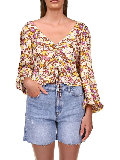 Sanctuary Womens V-neck Cropped Blouse In Multi