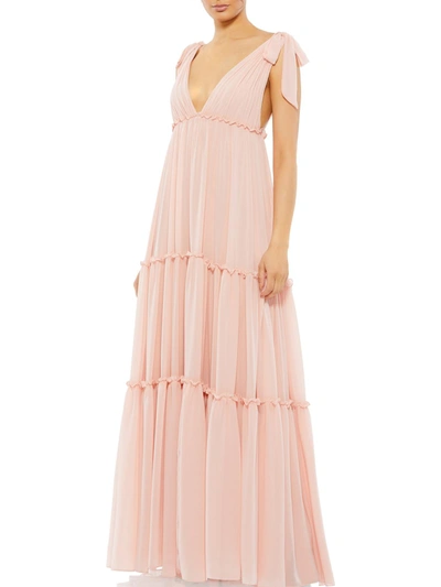 Ieena For Mac Duggal Womens Chiffon Long Evening Dress In Pink
