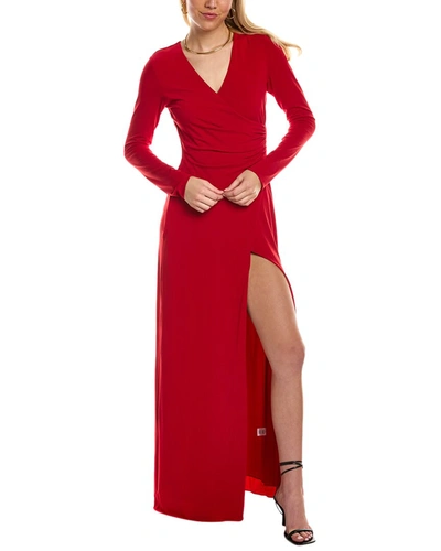 Halston Sydney Ruched Jersey Gown In Red