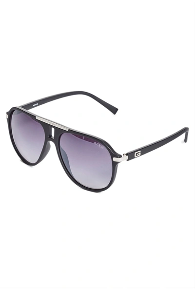 Guess Factory Logo Matte Aviator Sunglasses In Purple