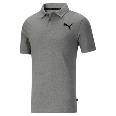 Puma Essentials Men's Pique Polo Shirt In Medium Gray Heather-cat