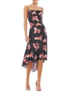 Mac Duggal Black Polka Dot Floral Midi Dress In Multi