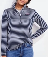 VINEYARD VINES Vineyard Vines Striped Sankaty 1/4 Zip Shirt In Navy Stripe