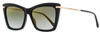 Jimmy Choo Women's Rectangular Sunglasses Sady 807fq Black/gold 56mm In Multi