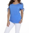 ANGEL Beaded Cold Shoulder Top In Blue