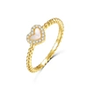 RACHEL GLAUBER 14K YELLOW GOLD PLATED WITH MOTHER OF PEARL & DIAMOND CUBIC ZIRCONIA BEADED BAND PROMISE STACKING RI