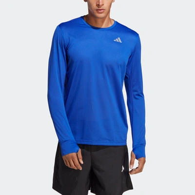 Adidas Originals Mens Adidas Own The Run Long Sleeve T-shirt In Lucid Blue