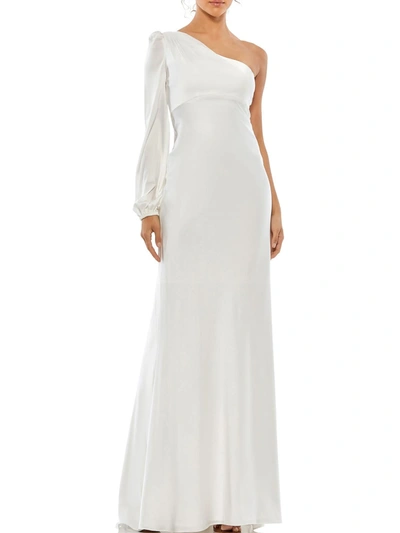 Ieena For Mac Duggal Womens One Shoulder Long Evening Dress In White