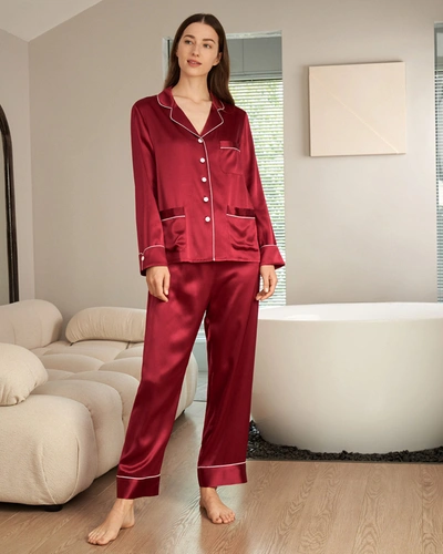 Lilysilk 22 Momme Chic Trimmed Silk Pajamas Set In Red