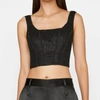 Frame Beaded Silk Corset Crop Top In Black