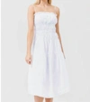 FRAME Smocked Midi Dress in White