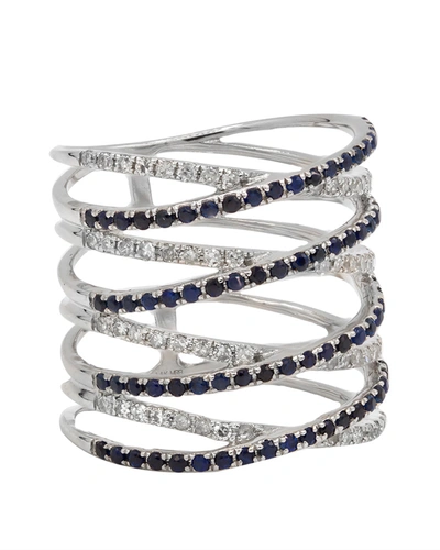 Diana M. Sapphire And Diamond Criss-cross Ring In White