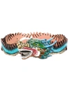 Gucci Leather Belt With Dragon Buckle, Multicolor In Blue