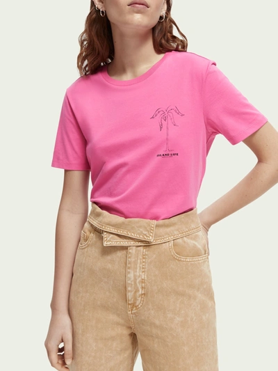Scotch & Soda Regular-fit Organic Cotton T-shirt In Pink