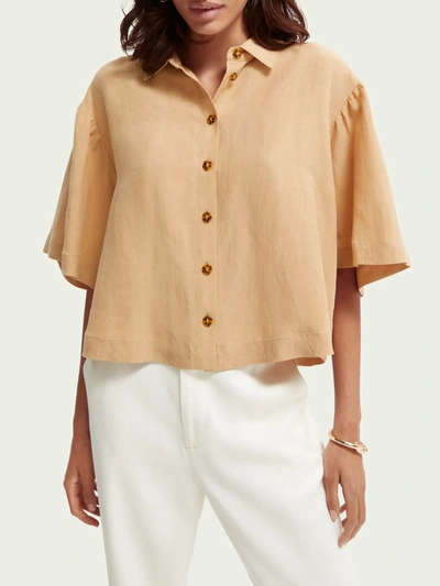 Scotch & Soda Short-sleeved Top In Beige