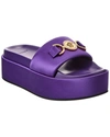 Versace Plateau-pantoletten Medusa Biggie Aus Satin In Purple