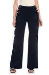 Fifteen Twenty Button Accent Flare Pants In Blue
