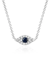 Ef Collection Diamond & Sapphire Evil Eye Choker Necklace In 14k White Gold