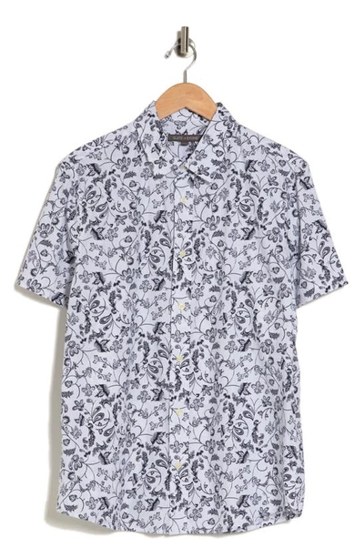 Slate & Stone Short Sleeve Floral Print Button-up Poplin Shirt In White