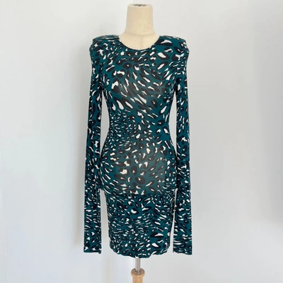 Pre-owned Alexandre Vauthier Leopard Print Padded Shoulder Dress