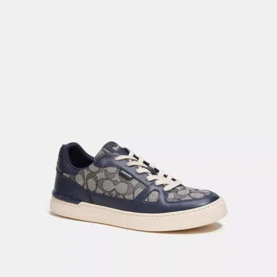 Coach Outlet Clip Court Sneaker In Signature Jacquard In Blue