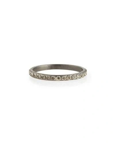 Armenta New World Silver Stackable Ring With Champagne Diamonds In White