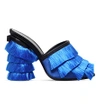 MARCO DE VINCENZO Fringed leather and silk mules