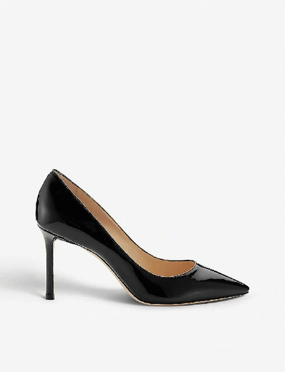 Jimmy Choo Romy 85 Patent-leather Courts In Black