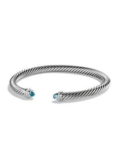 David Yurman Cable Classics Bracelet With Hampton Blue Topaz And Diamonds In Metallic