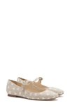 Larroude Floral-embroidered Leather Ballerinas In Raw Linen