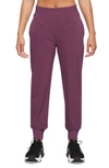 Nike Dri-fit Bliss Mid-rise 7/8 Joggers In Rosewood/ Clear