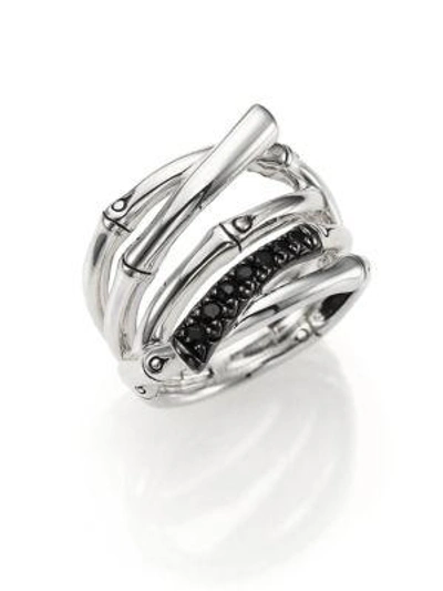 John Hardy Women's Sterling Silver Bamboo Lava Wide Ring With Black Sapphires