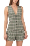 1.state Summer Plaid Vest In Green Milieu