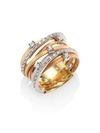 Marco Bicego Goa Diamond, 18K White, Rose & Yellow Gold Seven-Strand Ring