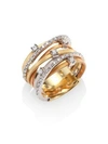 Marco Bicego Goa Diamond, 18k White, Rose & Yellow Gold Seven-strand Ring In Tri Color