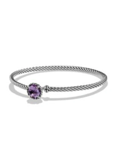 David Yurman Châtelaine Sterling Silver Faceted Dome Bracelet In Amethyst