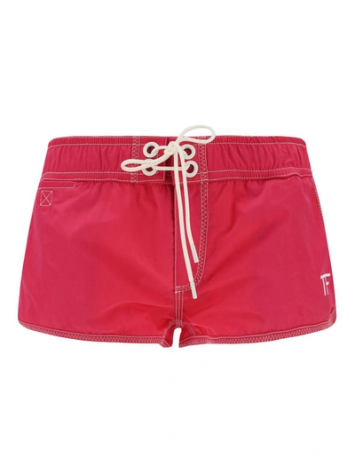 Tom Ford Logo Nylon Shorts Bermuda And Short Fuchsia In Pink
