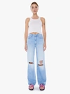 Mother The Maven High Rise Wide Leg Jeans In Ripped Off In Blue